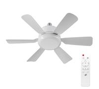 Walmeck Modern Dimmable LED Ceiling Fan Light Six Fan Light Color Temperature Adjustable Remote Control Bedroom Living Room Chandelier (White)