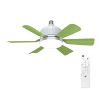 Walmeck Modern Dimmable LED Ceiling Fan Light Six Fan Light Color Temperature Adjustable Remote Control Bedroom Living Room Chandelier (Green)