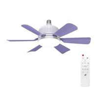 Walmeck Modern Dimmable LED Ceiling Fan Light Six Fan Light Color Temperature Adjustable Remote Control Bedroom Living Room Chandelier (Blue)