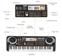 Walmeck Multifunctional Electronic Piano Keyboard with 61 Keys, 16 Tones, 10 Rhythms, 6 Demo Songs, Built-in Stereo Speakers, Lightweight and Portable, Mini Microphone, Easy to Learn,