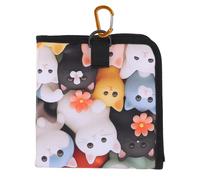 Walmeck Portable Cartoon Folding Sitting Mat for Kids, rainproof and thickened, suitable for camping, picnic, hiking, play, with hook easy carrying on the go, isolated wet (Cat Style)