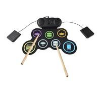 Walmeck Portable Electronic Drum Set BT Speaker, 7 Pads, 6 Rhythms, Rechargeable Drum Kit, Practice Pad Drumsticks Pedal, for Beginners, Professionals, and Kids