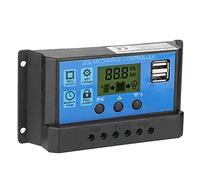 Walmeck PWM Solar Charge Controller 12V 24V 20A 30A 40A 50A, Dual Digital Display with USB Output, for Solar Panel Regulator (10A)