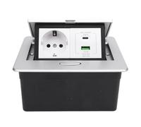 Walmeck RECESSED Power Strip 2 Prong Outlet USB A and C Port PD20W Fast Charging Desktop Socket Silver for Office Hotel