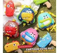 Walmeck Rechargeable Electric Water Gun Leakproof Large Capacity Cartoon Water Toy with PVC Backpack Yellow (Type 3)