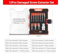 Walmeck Screw Extractor Steel Remover Spiral Rusty Broken Hardware Removal Set Multi-Spline Useful Pins 12Pcs Drill Bit Kit