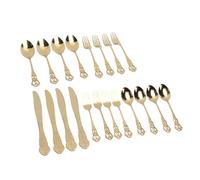 Walmeck Silverware Flatware Cutlery Set Gorgeous Mirror Polished Stainless Steel Tableware Kitchen Utensil Set Include Spoons Forks for Household Restaurant Dishwasher Safe 20 Piece (Gold)