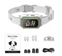 Walmeck Smart Dog Bark Collar Adjustable Training Device for Medium Large Small Dogs Anti-Barking Sensitivity Rechargeable IPX7 Gray