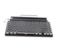 Walmeck Typewriter Keyboard, 83 Keys Wireless Mechanical Keyboard with Round Metal Keycaps, Compatible with 10 IOS OS X (Black)