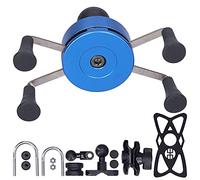 Walmeck Universal Mobile Phone Holder X Shape Spring Loaded Stable Support for IOS SE XS Xr Pixel 3 J7 Series (A(blue))