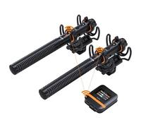 Walmeck VM40, Wireless 2.4G Dual-Channel Super-Cardioid Mic with 32GB Memory, 200M Range for Camera, Smartphone, PC Video, Microphone, Cordless Mic, Wireless Audio System (VM40 COMBO)