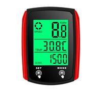 Walmeck Wired Bike Computer, LED Digital Speedometer Odometer with Touchscreen Cycle Display, Backlight for Mountain Road Bike, Easy Install and Use, Power Saving, Reliable Quality (Black & Red)