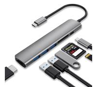 WALNEW 7-in-1 USB C Hub, 4K HDMI, 100W PD, SD/TF Reader, USB 3.0, Gray