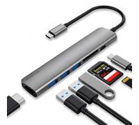 WALNEW 7-in-1 USB C Hub, 4K HDMI, 100W PD, SD/TF Reader, USB 3.0, Gray | Type C Multiport Dongle Adapter for MacBook, Mac, iPad, Surface Laptop, Chromebook, Dell XPS, Samsung Galaxy Tab