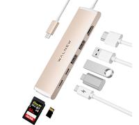 WALNEW 7-in-1 USB C Hub Multiport Adapter, with 4K HDMI, 100W PD, USB- C and 2 USB-A Data Ports 5Gbps, SD/TF Card Slot for Mac, MacBook Pro Air, Thinkpad, Chromebook, Dell XPS laptops