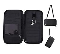 WALNEW Family Passport Holder Wallet, RFID Blocking Travel Document Organiser with Airtag Holder, Holiday Essentials Multiple Passport Covers Bag, Gifts for Women Men (Black)