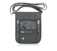 WALNEW Passport Holder Neck Pouch Travel Neck Wallet with RFID Blocking - 7 Pockets with Adjustable Neck Strap to Keep Your Passport Document and Credit Card Safe (Gray)