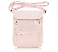 WALNEW Passport Holder Neck Pouch Travel Wallet for Women and Men, RFID Blocking Security Slim Traveling Wallet with Around Neck Lanyard Strap, Pink, RFID Wallet