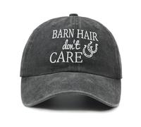 WALNOVA Barn Hair Don’t Care Baseball Cap for Women, Vintage Washed Adjustable Hat for Horse Lover, Black