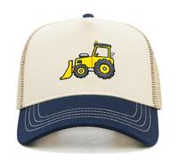 WALNOVA Bulldozer Trucker Hat for Toddler Boys Girls, Adjustable Mesh Back Cap for Kids Ages 2-6, Beige