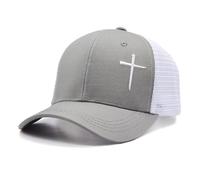 WALNOVA Christian Trucker Cap for Men Women, Jesus Cross Faith Baseball Cap Christian Religious Gifts, Grey
