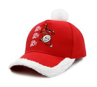 WALNOVA Christmas Hat for Men Women, Adjustable Embroidered HOHOHO Santa Claus Baseball Cap with Fuzzy Fur Pom for Xmas Holiday Party, Red