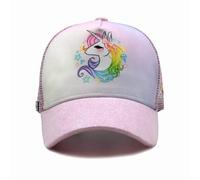 WALNOVA Cute Unicorn Hat for Girls Adjustable Mesh Trucker Cap for Kids 2-6 Ages, Pink
