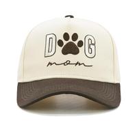 WALNOVA Dog Mom Baseball Cap, Adjustable Embroidered Hat for Dog Lover Beige