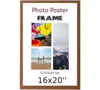 Walnut 16x 20 Inch Poster Frames - 16 x 20 Inch Frame- Large MDF Wooden Frames 16x20'' - Both Ways Wall Hanging Wall Gallery Living Room Picture Frame With Shatterproof Perspex Sheets