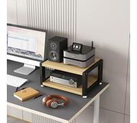 Walnut 2-Tier Desktop Speaker Rack HiFi Stand for Headphone Amplifiers CD Players & Speakers Compact Audio Shelf Perfect for Home & Studio Use