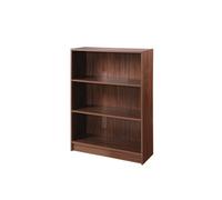 Walnut 3 Tier Low Wide Bookcase Freestanding Storage Unit Living Room Bedroom