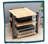 Walnut 3Tier HiFi Turntable Stand Modern Wood Corner AV Rack Stylish Vinyl Record Storage Unit Sturdy Media Shelf for Home Theater and Audio Equipment