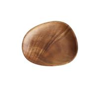 Walnut Acacia Irregular Oval Solid Wood Dinner Plate Wooden Serving Decorative Tray for Dishes Snack Dim Sum Fruit Dessert(E)