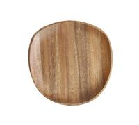 Walnut Acacia Irregular Oval Solid Wood Dinner Plate Wooden Serving Decorative Tray for Dishes Snack Dim Sum Fruit Dessert(A)