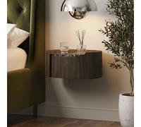 Walnut and Marble-Effect 1 Drawer Floating Bedside Table - Raffaele