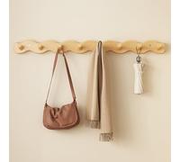 Walnut Bamboo Wave Coat Rack with Tray, 8 Hooks for Hats & Clothes, Wall-Mounted Entryway Hanger, Stylish Wood Decor for Home & Closet nization