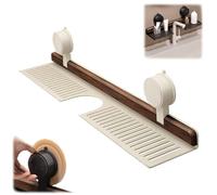 Walnut Bathroom Kitchen Suction Cup Shelf, 2025 Bathroom Wall Mounted The Faucet Shelf Organizer, No-Drill Removable Sink Faucet Organizers for Bathrooms & Kitchen (White 15.74 in/40 cm)