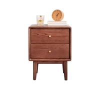 Walnut Bedside Table with 2 Drawers, Solid Wood Nightstand, Mid-Century Modern Storage Cabinet for Bedroom and Living Room, Stylish Oak End Table