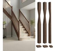 Walnut Complete 90mm Contemporary Newel Post Kit Inc Cap's Uk Manufactured Traditional Products Ltd