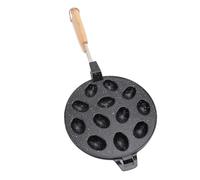 Walnut Cookie Maker 12 Holes, Anti Stick Aluminum Alloy Composite Wood Nut Cookie Shaped Pan for Cakes Egg Waffle Baking Tool (Black)