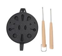 Walnut Cookie Mold, Cookie Candy Maker 12 Wells Griddle (Black) | Cookie Assorted Maker, Nonstick Oreshki Mold, Stovetop Baking with Wooden Handles, Walnut Press Pastry
