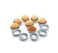 Walnut Cookie Mold for Baking - Pastry Oreshki Mold 12 Pcs - Oreshki Maker Mini Metal Mold - Pastry Cookie Nutletss Set - Non-Stick Cookie Form for Sweet Nuts, 1.97"x1.77"