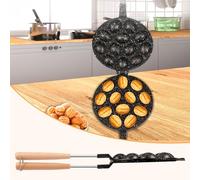Walnut Cookie Mold Maker 12 Holes Non-Stick Walnut Cookie Presses with Wood Handle Versatile Metal Nut Cookies Maker Oven Cookies Makers for Dessert Nuts Oreshki Molding Baking(Black)