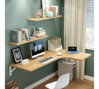 Walnut Corner Wall Mounted Folding TableSpaceSaving Floating Desk for Small Spaces Offices Bedrooms Restaurants100x70x50cm Foldable Dining & Computer Desk (Walnut 110x60x40cm/44x24x16in)