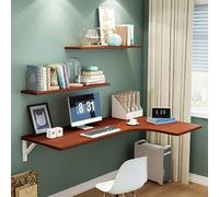 Walnut Corner Wall Mounted Folding TableSpaceSaving Floating Desk for Small Spaces Offices Bedrooms Restaurants100x70x50cm Foldable Dining & Computer Desk (Teak 100x60x40cm/40x24x16in)