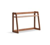 Walnut Desk Hutch - Small Desktop Bookshelf &for College Dorm Computer Desk Tabletop Open Storage Display Rack Wooden Desktop Bookshelf (60cm)