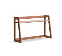 Walnut Desk Hutch - Small Desktop Bookshelf Organizer for College Dorm Open Storage Display Rack Wooden Computer Desk Tabletop Shelf Modern Home Office Furniture