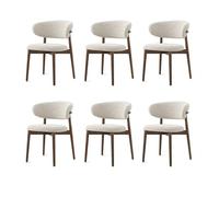Walnut Dining Chairs,Linen Fabric Upholstered Kitchen Chair Armless Leisure Chair Vintage Farmhouse Style, Perfect for the Kitchen, bar Living Room, Comfortable D,6PCS