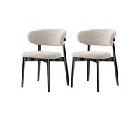 Walnut Dining Chairs,Linen Fabric Upholstered Kitchen Chair Armless Leisure Chair Vintage Farmhouse Style, Perfect for the Kitchen, bar Living Room, Comfortable E,2PCS