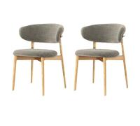 Walnut Dining Chairs,Linen Fabric Upholstered Kitchen Chair Armless Leisure Chair Vintage Farmhouse Style, Perfect for the Kitchen, bar Living Room, Comfortable F,2PCS